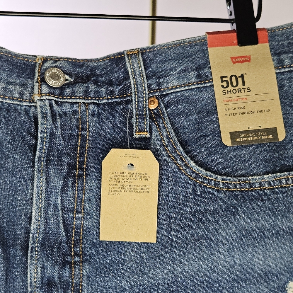 Levi's Distressed Blue Jean Shorts - Picture 3 of 6